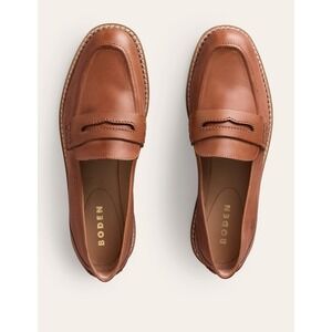 Boden Nya Structured Penny Loafers Tan Women's Size 7.5 New in Box